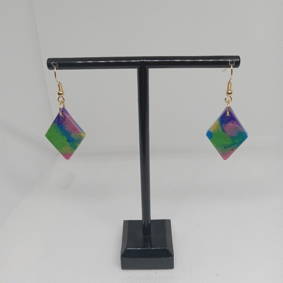 Hand Crafted Jewelry - Hand Crafted Multicolor Diamond Earrings